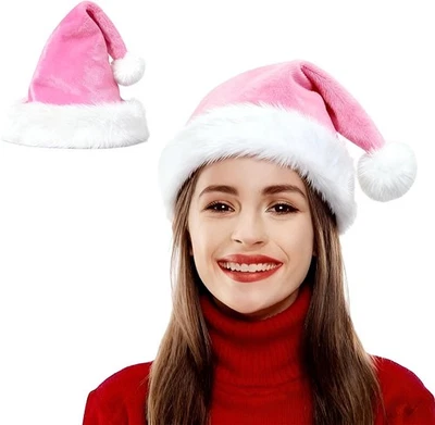 Clásico Sombrero de Papá Noel de Terciopelo de Felpa para Adultos Grueso Sombrero de Fiesta de Navidad Foto 1 de 4