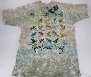 Nueva Camiseta Azul Líquido Años 90 1993 Rainforest Frogs XXL Etiqueta Animal Puntada Única - Imagen 1 de 11