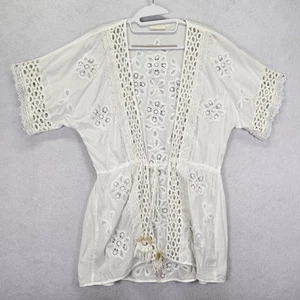 Ramy Brook Boho Crochet Eyelet Cover Up Women Size M Ivory Beach Resort Cotton - Picture 1 of 11