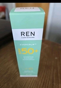 REN Clean Skincare Evercalm SPF50+ Sensitive Support Sunscreen 25ml Brand New - Picture 1 of 5