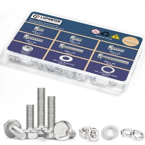 M6-1.0 x 12/16/20/30/45 Flange Hex Bolt Assortment Kit, 180pcs Stainless Stee... - Picture 1 of 6
