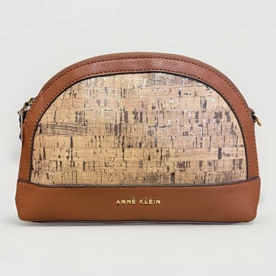 Anne Klein Crossbody Purse Faux Leather Triple Compartment Cork Bag #5334 - Image 1 of 4