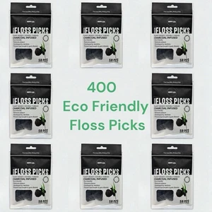 400 selecciones de hilo dental ecológico con infusión de carbón a base de plantas de doble hilo sin BPA - Imagen 1 de 1
