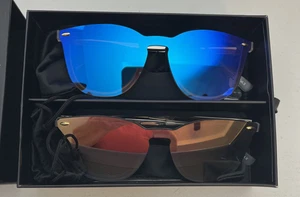 Jim Halo HFX0012 trendige randlose verspiegelte Sonnenbrille reflektierend 2 Paar mit Box - Bild 1 von 10