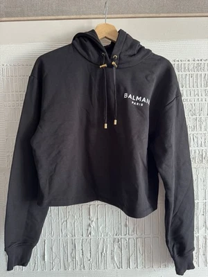 VENDA OUTONO 🤙 VENDA AMOSTRA BALMAIN PRETO Cropped Moletom Feminino Tamanho Pequeno - Imagem 1 de 4