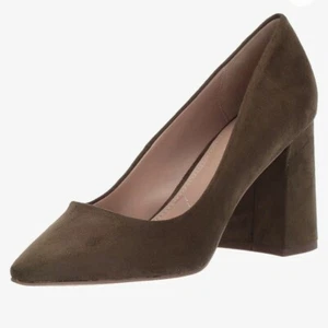 New Charles by Charles David Vasto Block Heel Pointed Toe Pump Size 5 in Olive - Picture 1 of 12