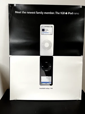 Rare Vintage Apple iPod 1 GB Nano Poster 2006 Never Displayed Macintosh iMac Mac - Image 1 of 4