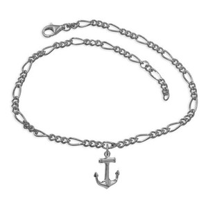 Figaro Fusskette mit Anker, Sterling Silber 925, Top Juwelier Qualität