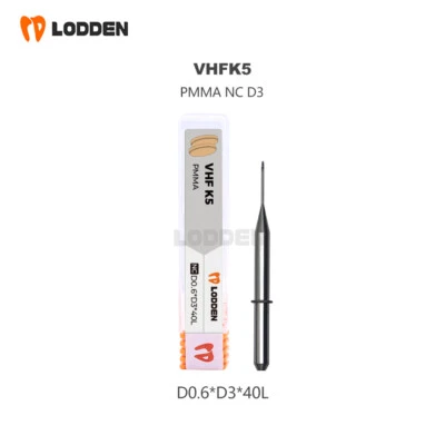 LODDEN VHF K5 Tungsten Carbide Rotate Head PMMA Milling Burs CAD/CAM For Resin 4 Sizes