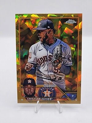 2023 Topps Chrome Sapphire Cristian Javier Gold /50 SSP SP 55 Houston Astros - Image 1 of 2