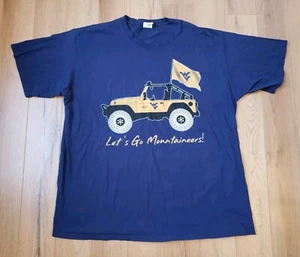 Mens XXL West Virginia Mountaineers Jeep Blue T Shirt Y2K - Picture 1 of 7