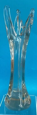 Increíble jarrón de cristal transparente 1960 MCM 3 dedos hecho a mano tamaño 7,5" de alto!!! Foto 1 de 4