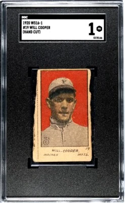 Tarjeta de tira cortada a mano 1920 W516-1 #19 Will Cooper Pittsburgh SGC 1 pobre Foto 1 de 2