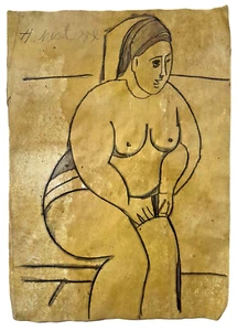 Matisse Drawing on paper NUN (Handmade) signed and stamped mixed media us - Picture 1 of 2