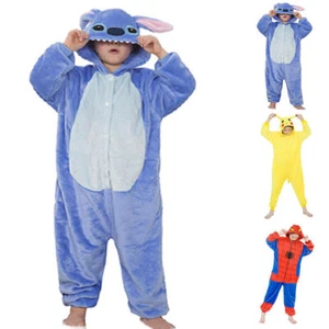 Stitch Spiderman Kostüm Kind Kapuzen Pyjamas Schlafanzug Overalls Nachtwäsche; - Bild 1 von 12