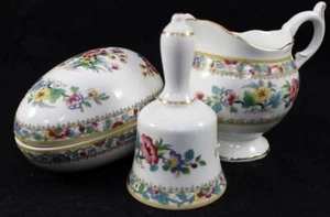 Coalport Ming Rose Group of Large Egg Box Creamer and Bell - Picture 1 of 8