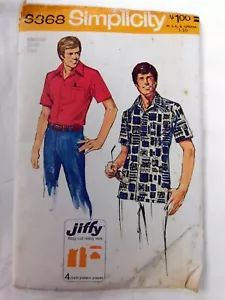 Simplicity Vintage Sewing Pattern 5368 Men's Short Sleeve Shirt M 38, 40 Uncut - Picture 1 of 5