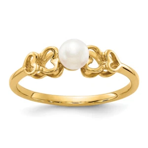 10K Yellow Gold 4mm Freshwater Cultured Pearl Statement Ring - Picture 1 of 60