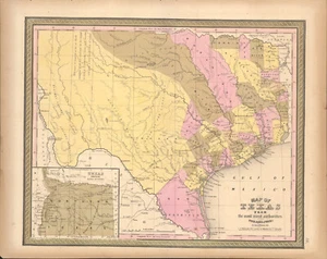 Mapa antiguo Texas by Mitchell 1850 ~17,4" x 13,7" coloreado a mano - pastel - Imagen 1 de 4