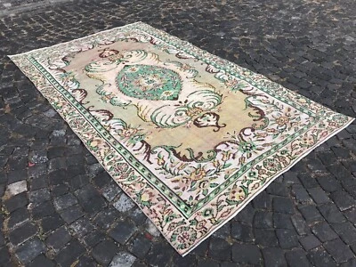 Turkish Antique rug Bohemian Area rug Oushak rug Vintage Rug Handmade Wool rug - Image 1 of 4