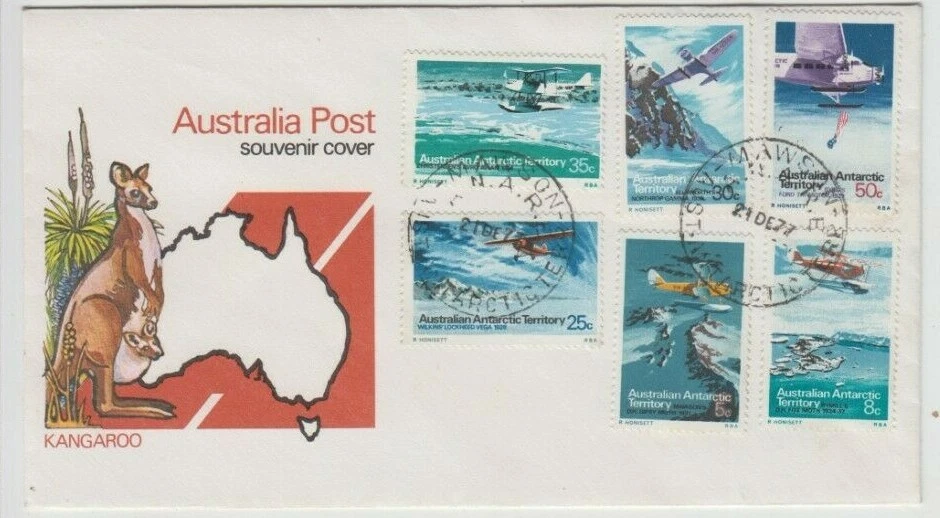 Juego de 6 piezas de cadena alimentaria AAT Antarctic 1973 en cubierta de recuerdo canguro Mawson  Foto 1 de 1