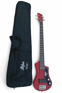Hofner HCT-SHB-BK-R Shorty Electric Travel Bass Guitar with Gig Bag, Red New - Picture 1 of 3
