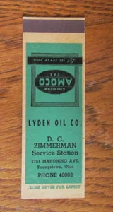 CUBIERTA DE LIBRO DE CERILLAS DE GASOLINERA DC ZIMMERMAN AMOCO: YOUNGSTOWN, OHIO MATCHCOVER -B1 - Imagen 1 de 2