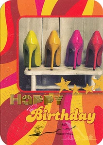 Kunst- Doppelkarte  - Happy Birthday - Schuhe - Picture 1 of 1