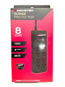 Monster Universal 8 grounded Outlet Surge Protector 2000 j with 6 ft ext cord - Picture 1 of 2