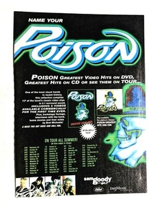 POISON / GREATEST HITS CD & VIDEO LP / DVD WITH TOUR DATES MAGAZINE PRINT AD - Picture 1 of 2