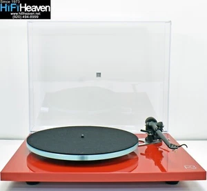 rega Planar 3 Red Turntable /glass-platter dustcover/RB330 arm AUTHORIZED-DEALER - Picture 1 of 4