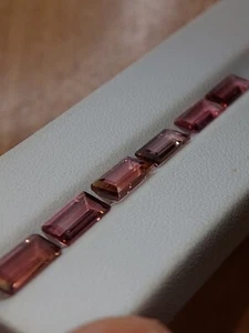6 transparent pink Tourmaline gemstones - faceted natural Tourmaline 7.40 CTS - Bild 1 von 11