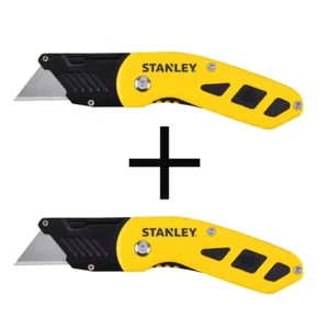 Folding Box Cutter (2-pack) Utility Pocket Knife Blade Work Push Button New - Picture 1 of 7