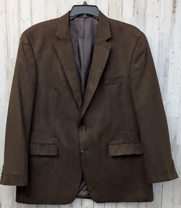 Chaps Brown Faux Suede Blazer Jacket Mens 46L 2 Button Western Sport Coat - Picture 1 of 7