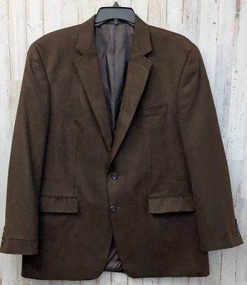 Chaps Brown Faux Suede Blazer Jacket Mens 46L 2 Button Western Sport Coat - Image 1 of 4