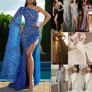 Lady Sexy Slit Maxi Long Dress Evening Party Wedding Cocktail Formal Dresses New - Picture 1 of 17