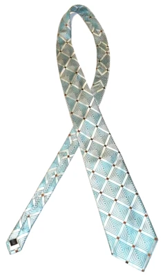 Necktie Steve Harvey Collection Teal Geometric 100% Silk High Quality - Image 1 of 4