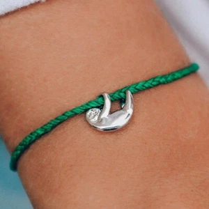 ๐๏ธ New Pura Vida Bracelet SAVE THE SLOTHS CHARM, Dark Green Cord . - Picture 1 of 10
