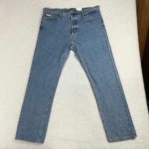 Jeans Calvin Klein slim dritti 38x32 blu denim lavaggio chiaro nuovi con etichette - Foto 1 di 12
