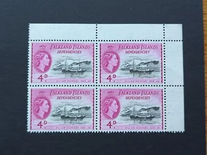 Falkland Islands Dependencies 1954 4d Ships series block of 4 MNH SGG32 - Picture 1 of 2