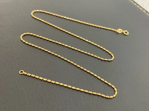 18K Yellow Gold Bar Link Necklace Length 16 Inches 1.1mm Wide - Picture 1 of 8