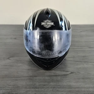 Harley Davidson Coat Of Arms A5047 Full Face Motorcycle Helmet Black Size S - Picture 1 of 11