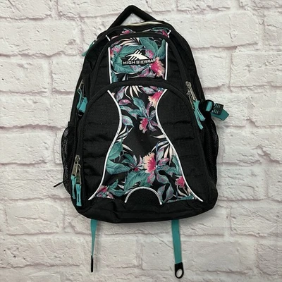 High Sierra Tech Spot 热带花卉背包 徒步旅行 便携式电脑包 黑色 — 第 1/4 张图片