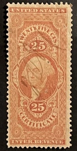 Travelstamps: US Scott R44c 25¢ Used Revenue Certificate Used NG Pen Cancel - Picture 1 of 5