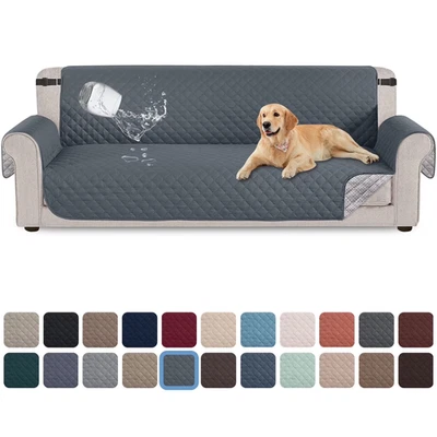 Waterproof Sofa Cover Non Slip Couch Protector for Dogs Kids Pets Dark Gray - Image 1 of 4