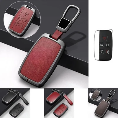 For Jaguar XE XF XJ XJL Zinc Alloy Leather Car Smart Key Fob Cover Case Holder - Image 1 of 4
