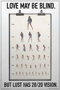 ADULT Poster Love May Be Blind Pin-Up Crude Humour - Picture 1 of 1