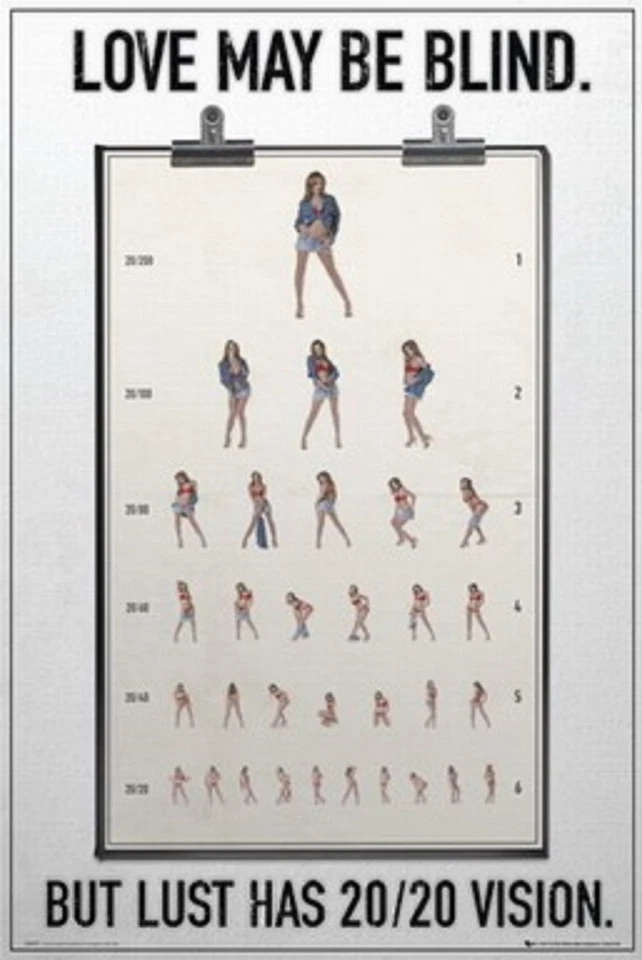 ADULT Poster Love May Be Blind Pin-Up Crude Humour - Image 1 of 1