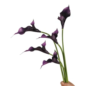 5 Stück Lila Calla Lilie Kunstblumen, Real Touch Latex Blumen, 22" Lo... - Bild 1 von 9