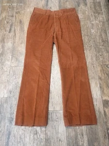 Roebucks Corduroy Pants Men's 34x31 Sears Cords 50s 60s 70s Vintage Burnt Orange - Picture 1 of 5